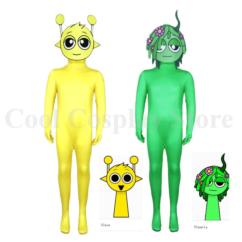 Adult Kids Sprunki Incredibox Cosplay Costume 2025 Monster Horror Game Jumpsuit Halloween Bodysuit