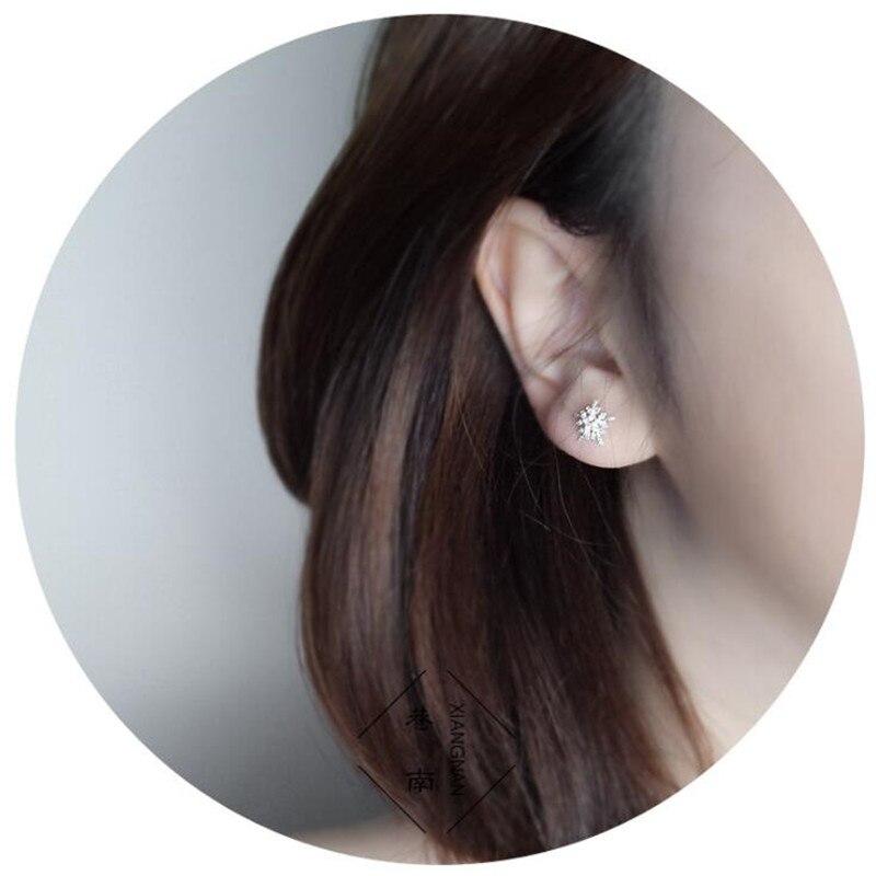 Романтичные вишневые популярные модные новые изысканные серебряные ювелирные изделия 925 пробы серьги-гвоздики в виде снежинки-цветка E207