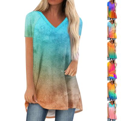 Женские плиссированные свободные топы с короткими рукавами Плюс размер Повседневные топы с V-образным вырезом и короткими рукавами Повседневные летние футболки Женские топы Футболки Рубашки