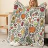 Cute Fruits & Floral Print Flannel Blanket Skin-Friendly Soft Warm Plush Throw, Decorative for Home, Dorm, Festive (Xmas/Halloween) Use