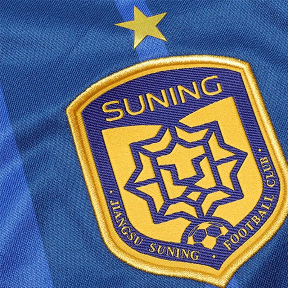 Nike Embroidered Logo Crew Neck Soccer Jersey Supporter V3 Jiangsu Suning FC Men Tops Blue CT6186-481