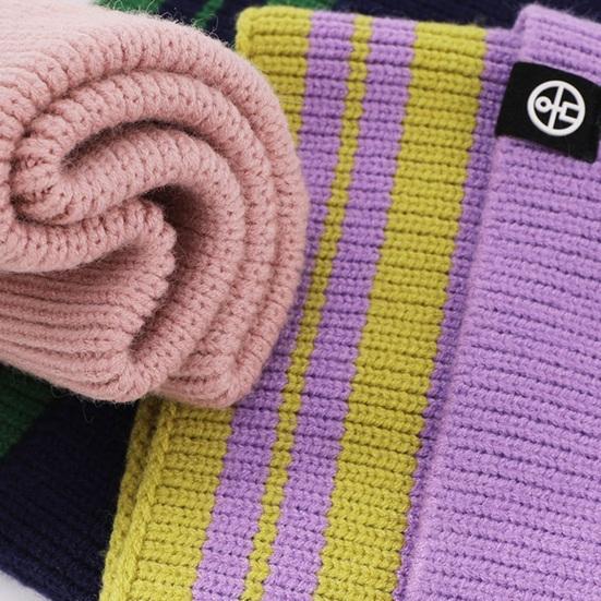 Yousheng Kids Knitted Headband Wide Edge Elastic Ear Protection Warm Striped Contrast Design Ponytail Opening Headband