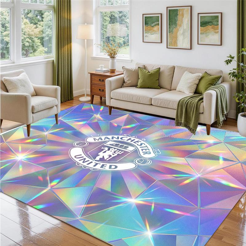 Manchester United Design Crystal Velvet Rug Soft Decorative Mat for Bedroom Entrance