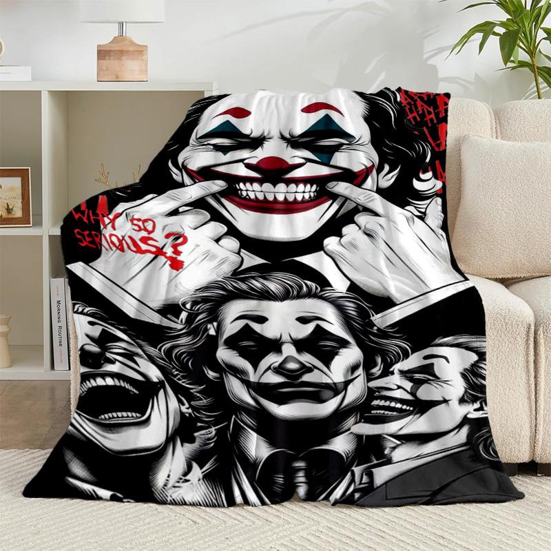1PC Cool clown Pattern Flannel Blanket Gift, Suitable for Both Men And Women, Soft Ideal for Beds And Sofa, Birthday Or Christmas Gift