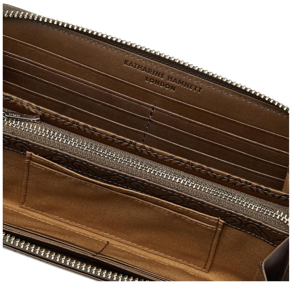 Katharine Hamnett London VEGA Сделано из премиальной японской коровьей кожи Круглый и вмещает Органический кошелек Cha, Кожаный, Длинный, Отделения для купюр, Отделения для карт, Отделение для монет,