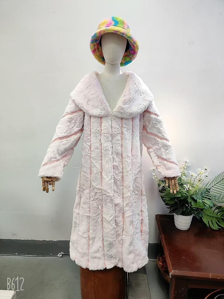 Новая шуба женская шуба розовая популярная средняя и длинная шуба из кролика Рекс женская
