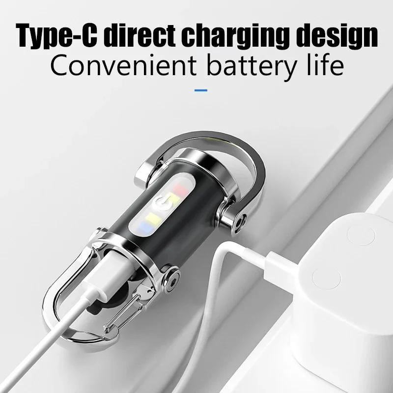 USB перезаряжаемый брелок-фонарь EDC COB рабочий фонарь ультра яркий мини портативный фонарь для кемпинга и прогулок