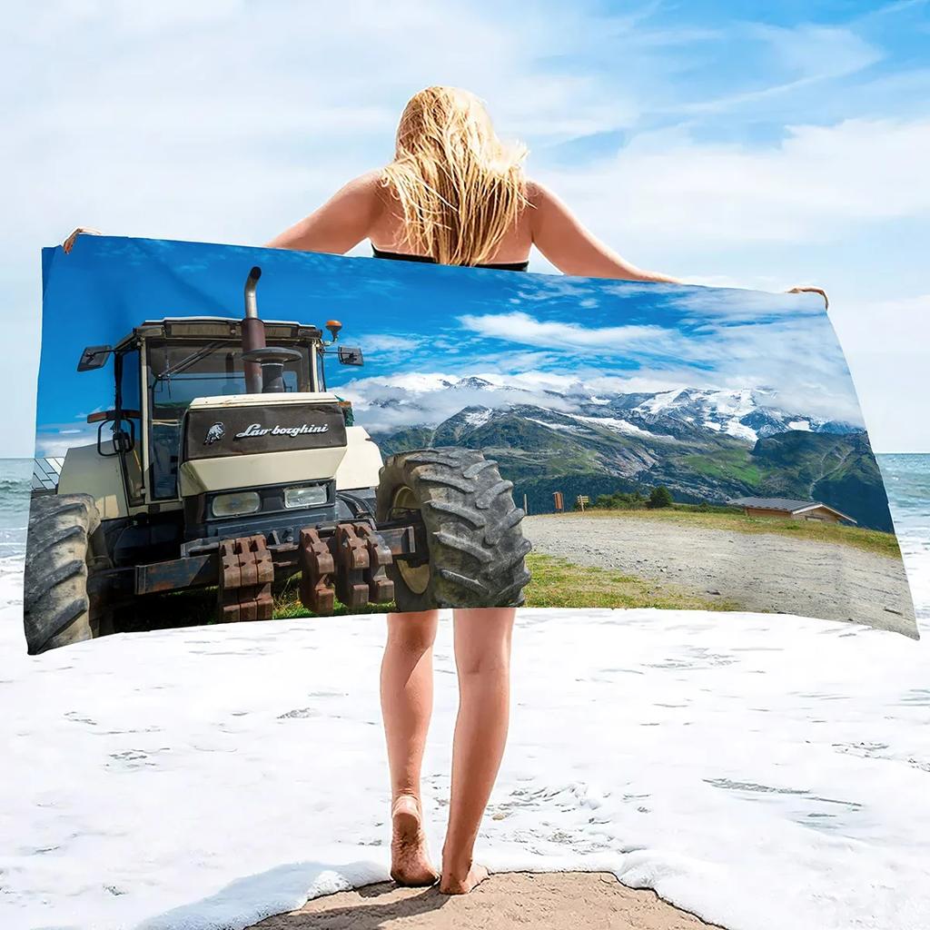 Microfiber Tractor Beach Towel, Sand Free Agricultural Vehicle Towels Oversized, Quick Dry Soft Bath for Sports