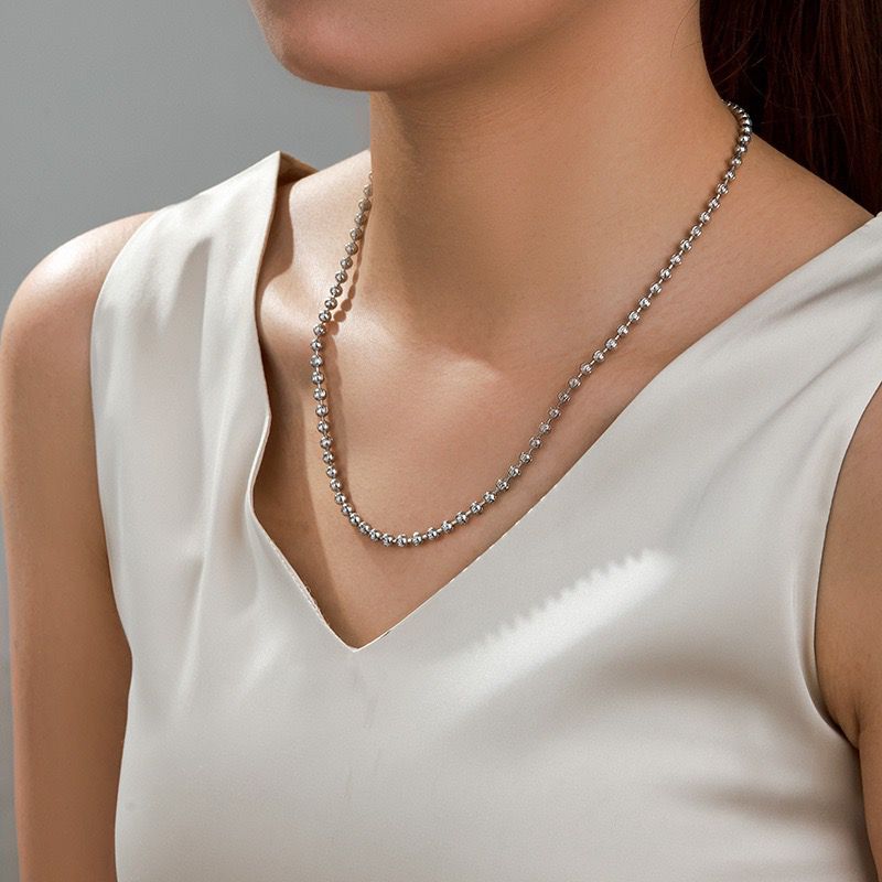 XP Jewelry -- 50 см x 4 мм Позолоченные 18 карат / Белые бусины Ожерелья для женщин Мужчин Модные украшения