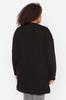 Women's Fashion Stylish Plus Size Cardigan Black V-Neck Knitwear Cardigan with Pockets