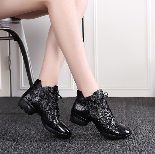 Woman Latin Jazz Ballroom Modern Dance Shoes Soft Sole Breath Genuine Leather Women Dance Shoe High Heels Ladies Dance Sneakers