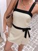Women Casual Color Block Sleeveless Crop Vest Bow Mini Skirt Two Piece Summer Outfit