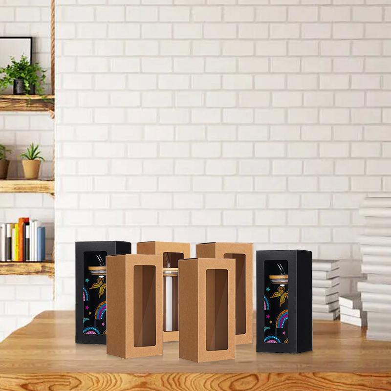 10 шт. Прозрачная выставочная коробка, подарочная коробка с окном, праздничные подарки, лазерные упаковочные коробки, черные 20x8x8 см