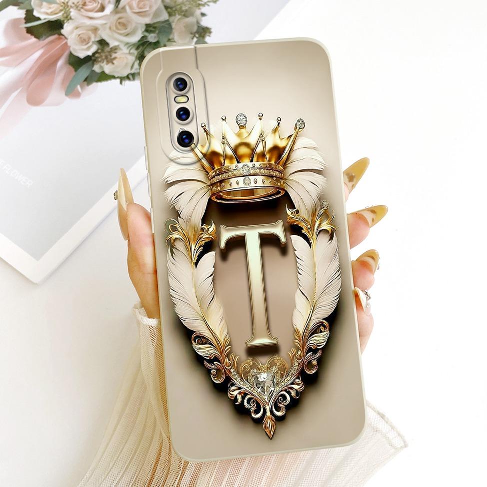 Чехол-бампер для Vivo V15 Pro, Роскошный, Буквы от A до Z, Модная Корона, 2D Расписной Силиконовый Корпус для Телефона Vivo 1818