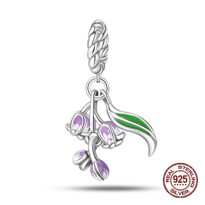 925 Sterling Silver Butterfly Tulip Iris Flower Charms Beads Fit 925 Original Bracelets Fine DIY Valentine Jewelry Gifts