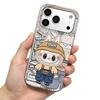 Чехол для iphone XS Max XR 18 Pro Max 13 15 12 Air 14 16 Plus 17 Pro 11 Мультяшный Коричневый Персонаж Блеск Трещины Фольга Акрил ТПУ Чехол для Телефона