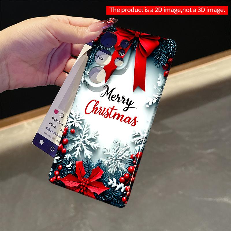 2DFlat Samsung phone case Merry Christmas Wreath with Red Bow and Poinsettia Applicable to Galaxy S22 S23 S24 S25ULTRA S26 A12 A13 A14 A15 A16
