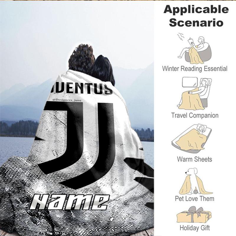 Custom Name Juventus Football Blanket Lightweight Ideal Bedding Blanket Perfect for Travel, Camping, Living Rooms, Sofas, Christmas gift