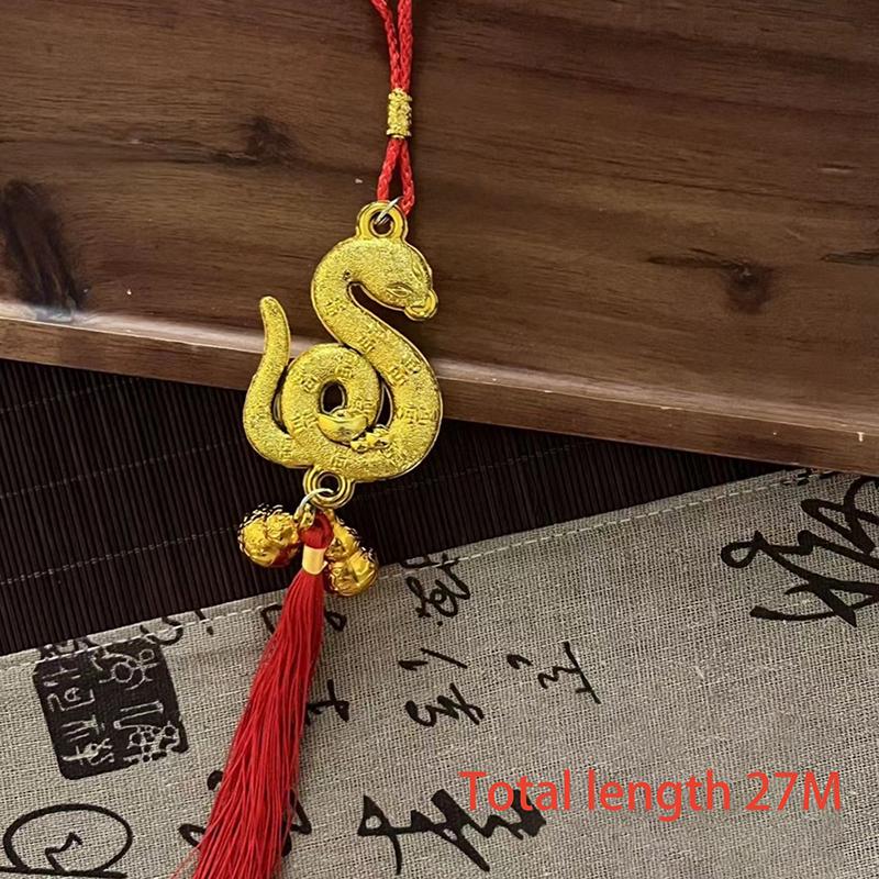 1 шт. Новогодние украшения для дома и автомобиля 2025 год Змеи позолоченный пластиковый кулон с изображением зодиака Змея Юаньбао с предсказанием