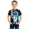 Летний топ с круглым вырезом и принтом 3D-астронавта, модные и повседневные детские футболки с короткими рукавами для мальчиков