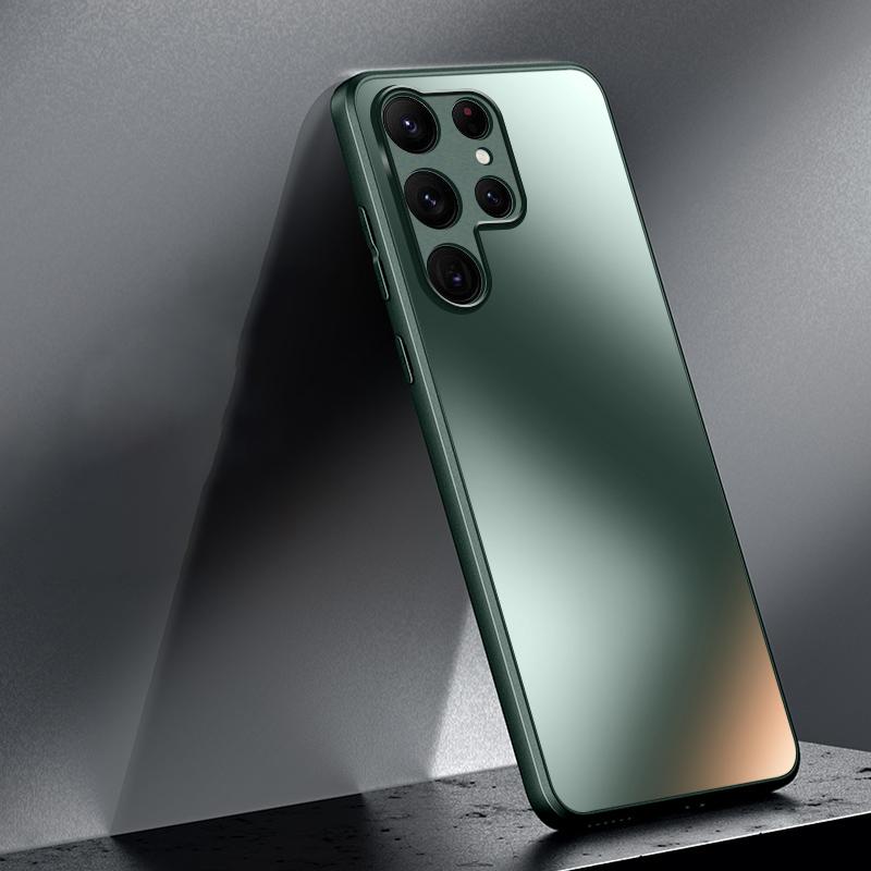 Роскошный силиконовый матовый стеклянный чехол AG для Samsung Galaxy S24 S23 S22 Ultra S24 Plus, матовый защитный чехол для объектива камеры