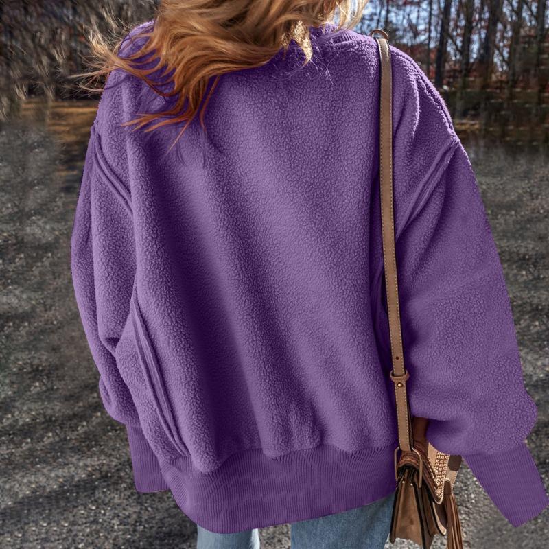 DAFIFY Women's Fashion Casual Solid Color Print Spring Fall Long Sleeve O-Neck Pullovers & Long Sleeves