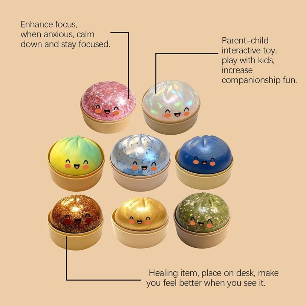 Сверкающий Мягкий Пельмень - Пельмень с Блестками, Медленно Восстанавливающийся Сенсорный Сжиматель для Снятия Стресса, Идеально для Тревожных Студентов и Офисных Работников