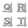 Polyester Pillow Case Pencil Drawing Geometric Decorative Print 26 English Letters Pillow Cushion Cover Simple