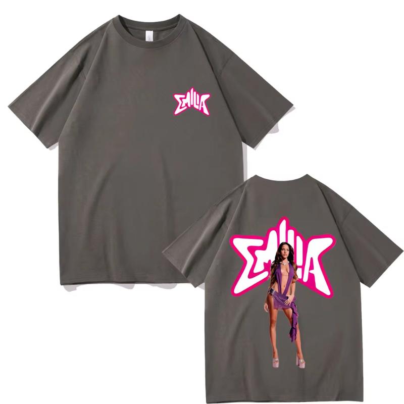 Singer Emilia Mernes MP3 Double Sided Print T Shirts Unisex Women Cotton Oversized Tshirts Unisex Fashion Tshirt Streetwear
