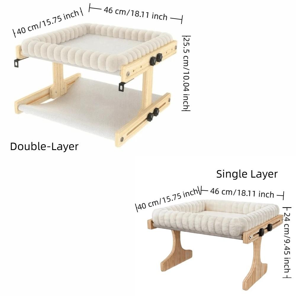 Wooden Frame Cat Window Bed Plush Cushion Cat Hammock Pet Furniture Cat Perch Hammock Home Use