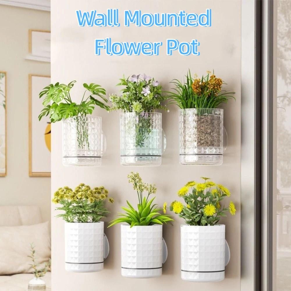 Double Layer Hydroponic Wall Planter Plastic Hanging Flower Pot Wall Hanging Vase Indoor Planting