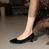 Модные женские туфли-лодочки Весна Новая мода Однотонные повседневные туфли с острым носком и толстым средним каблуком Женская обувь для работы