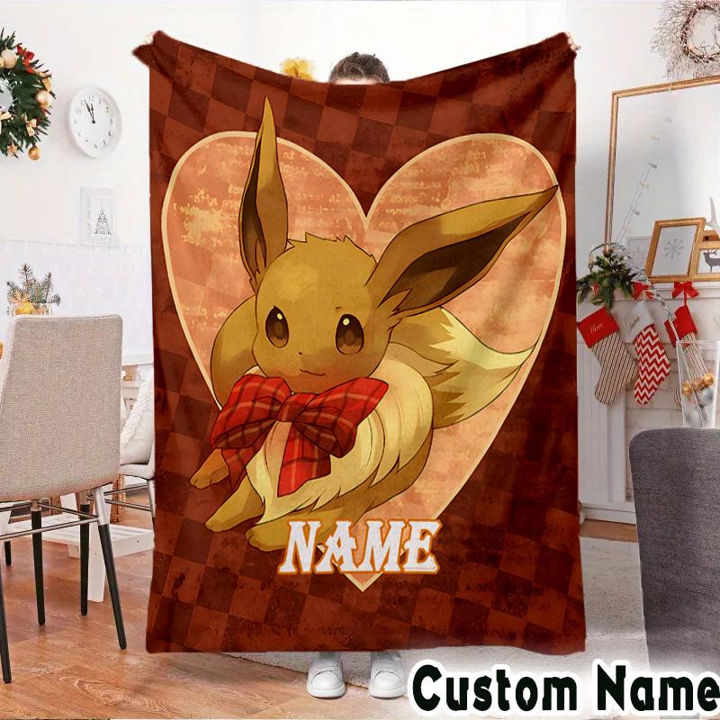 Custom NamePika Blanket Flannel Throw for Sofa, Indoor, Camping, Living Room, Office, Chair, And Bed Soft Birthday Christmas Gift