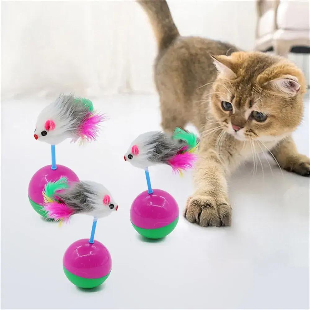 Pet Toys Self-pleasure Feather Cat Teaser Mouse Tumbler Ball Cat Boredom Relief Toys Pet Supplies