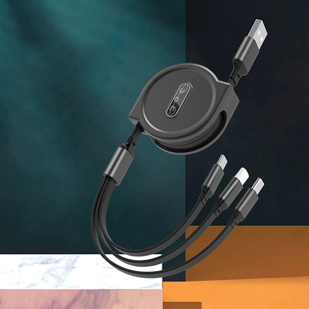 Новый выдвижной кабель для быстрой зарядки Android TYPE-C Apple Xiaomi Samsung с оплеткой «три в одном» для передачи данных мобильного телефона