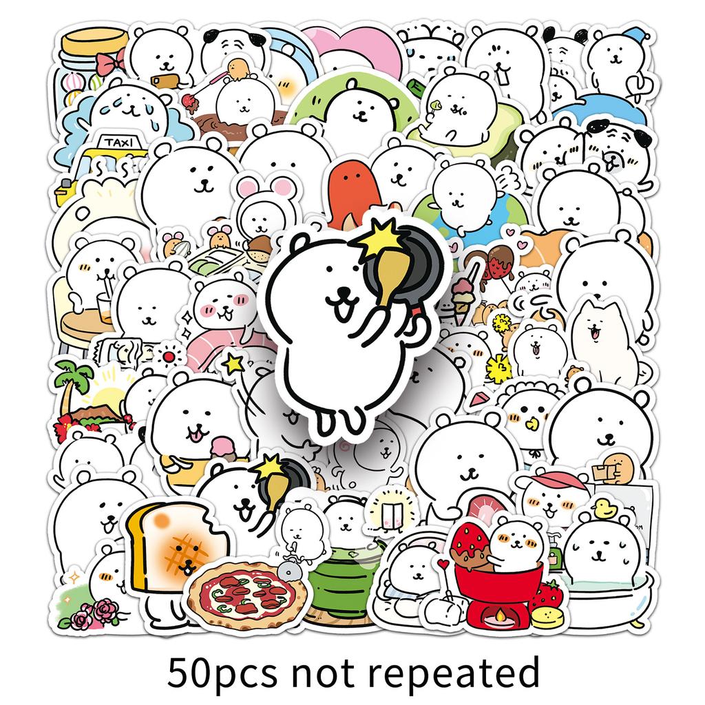 50Pcs Kawaii Self Deprecating Bear Graffiti Stickers Cartoon Cute Creative Decoration Phone Cases Water Cups Notebook Stickers