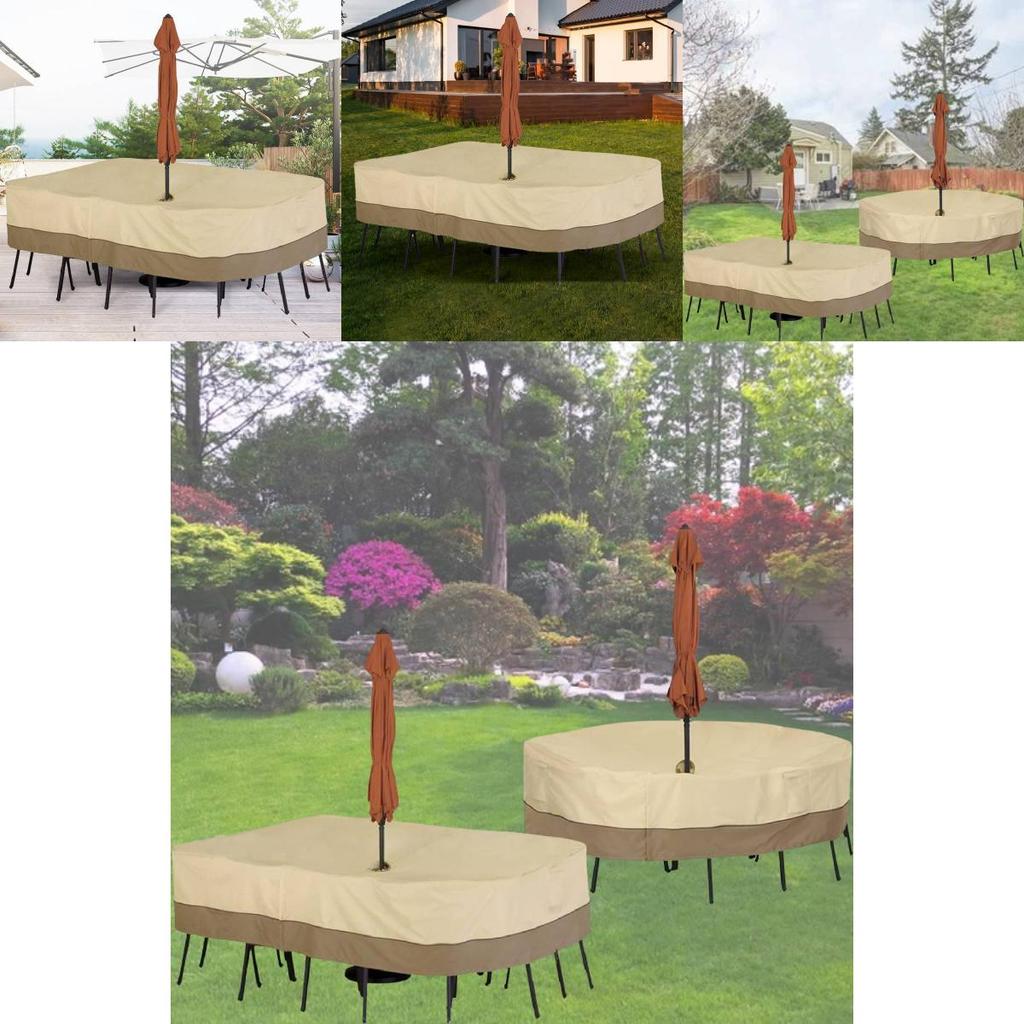 Durable 190t Silver-coated Oxford Fabric Garden Furniture Dust Cover Beige And Coffee Color