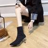 Мода 2024 Зима Новые Роскошные Блестящие Пайетки Дизайнерский Бренд Женская Обувь Уличная Ходьба Альпинизм Женские Ботильоны на Шпильке Нескользящие Ботинки