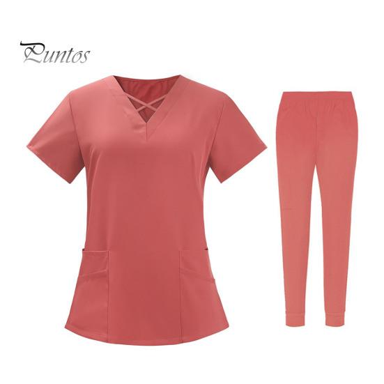 2 шт./компл. комплект унисекс больничной формы с v-образным вырезом и короткими рукавами, карманы, топы, брюки с эластичной резинкой на талии, быстросохнущие больничные стоматологические скрабы для медсестер, униформа