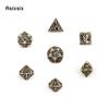 7 Pcs Golden Black Dragon Metal Dice Hollow Metal Polyhedral Dice Set Suitable for Role-Playing RPG  Board Game Card Game
