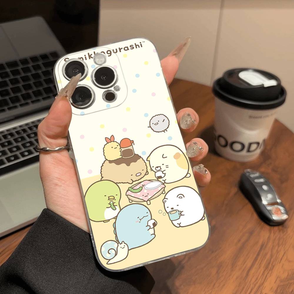 Аниме S-Sumikko G-Gurashi Прозрачный ТПУ Чехол для Телефона для iPhone 17 11 12 13 14 15 16 Pro Max 16 Plus Чехол