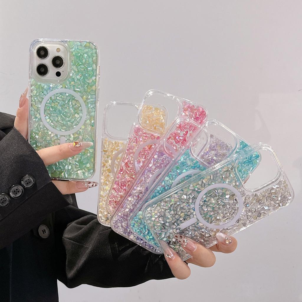 For iPhone 15 Pro Case Compatible with MagSafe Epoxy PC+TPU Shockproof Phone Cover