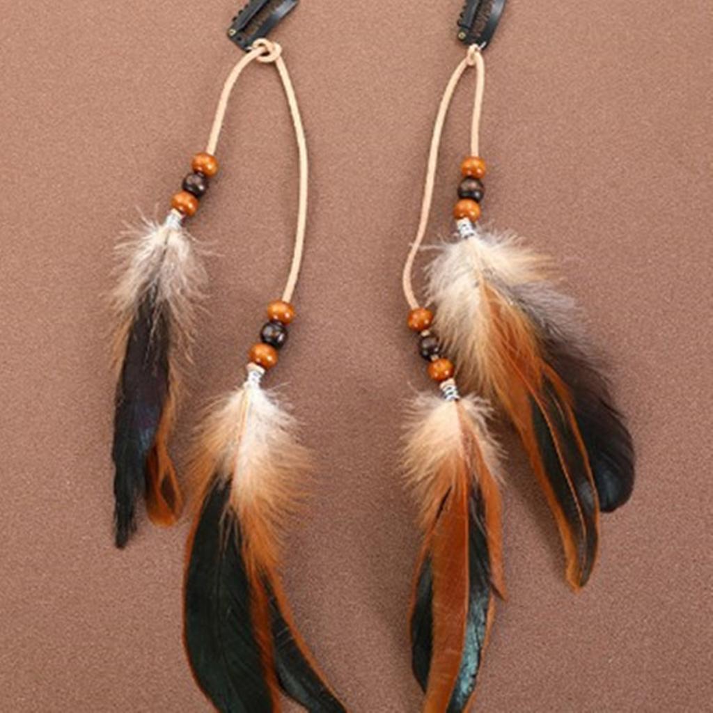 Богемная заколка для волос с кисточками из перьев, длинная повязка на голову для женщин, винтажный этнический стиль, аксессуар для фестивалей и вечеринок