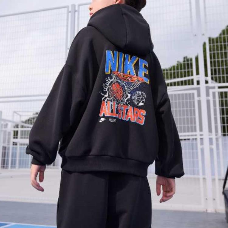 Nike Детские толстовки Icon Fleece Loose Fit Hoodie, черные, HV1747-010