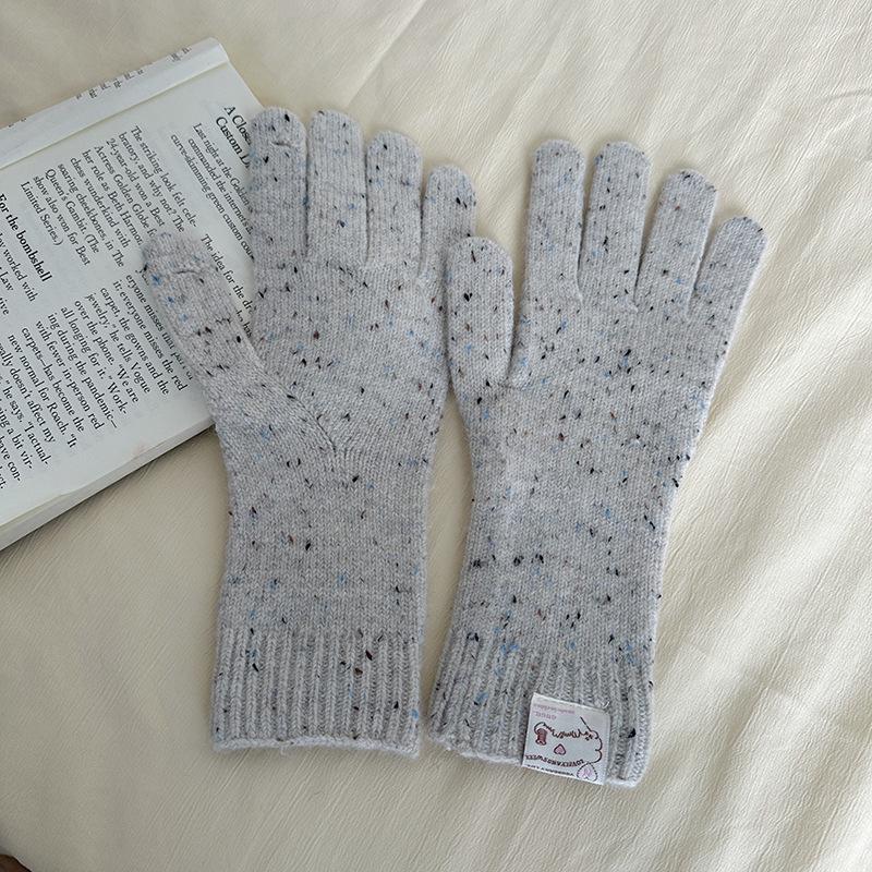 Luochi Knitting Женские разноцветные точечные перчатки без пальцев из смесовой шерсти - Универсальная зимняя мода и защита от холода.