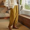 Women's Winter Warm Loose Casual Pants Large Size Tie Pants Plaid Fluffy Thickened Pants
