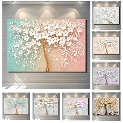 Абстрактные 3D красочные белые розовые цветы дерево холст картина современные плакаты с скандинавскими растениями и принты настенная художественная картина домашний декор