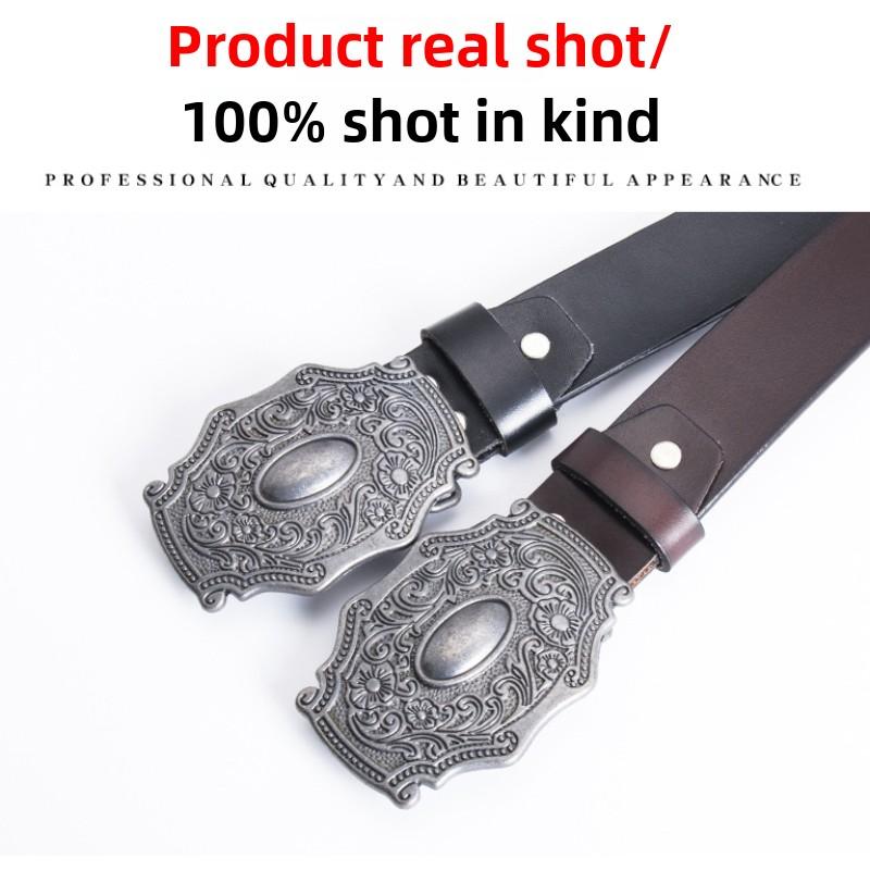 Adult Engraved Fashion Retro Belt Gentleman Waist Accessories Black Cowhide Belt Period Props