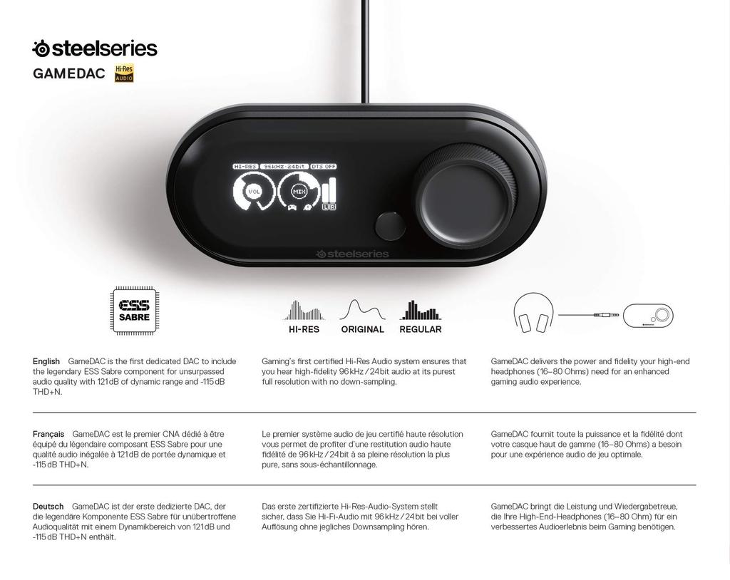 Совместимый с ПК PS4 объемный игровой звук USBDAC усилитель SteelSeries GameDac 61370