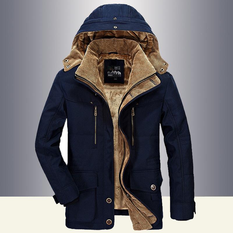 Winter Business Casual Multi-pocket Hooded Men's Thickened Men's Cotton Coat Top Coat